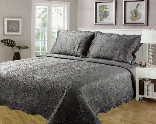 Colcha King Size Matt Satín Gris Oxford