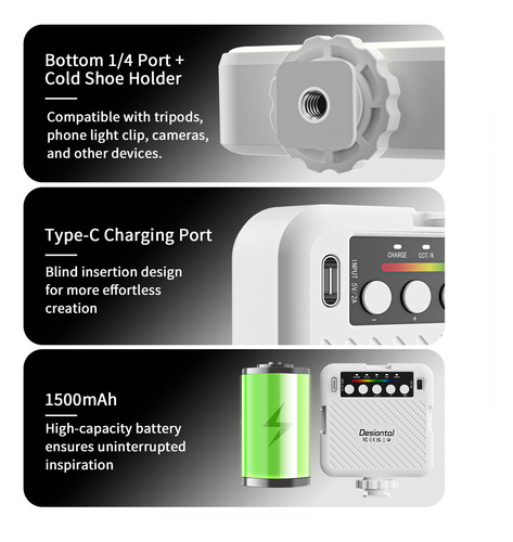 Led Para Videoconferencia Desiontal Ireal X1 Pocket Rgb Fill