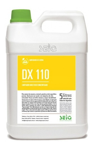 Detergente Multiuso Concentrado Al 30% Dx 110 De Seiq X 5 L.