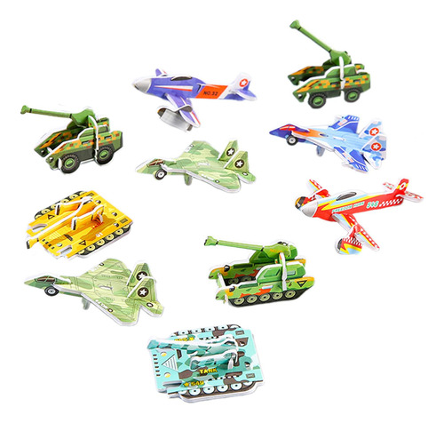 Set De 10 Rompecabezas Educativos De Tanques De Aviones