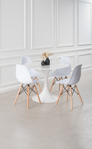 Juego De Comedor Mesa Tulip + 4 Sillas Eames En Stock