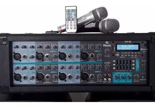 Combo Bafles + Consola Potenciada Reck Nx-8 Bluetooth + Mic