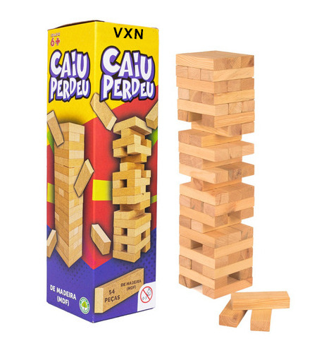 Jogo Caiu Perdeu Torre Madeira Equilíbrio Brinquedo Menino Menina
