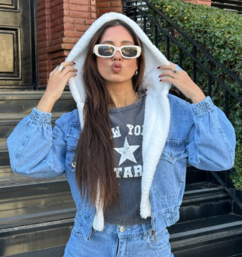 Campera Ocean - Jean Rigido Con Corderito Tendencia Mujer