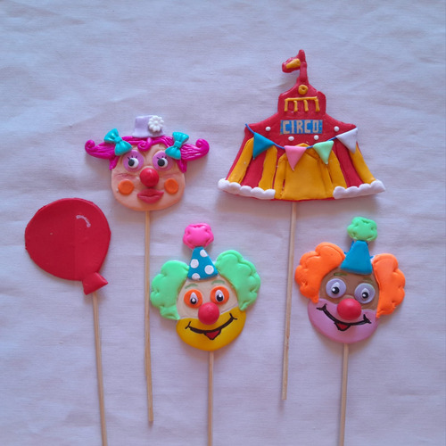 Adorno Torta Topper Porcelana F Payasos Circo Payamédicos X4 Amarillo Payasos Circo Payamédicos