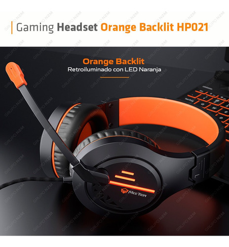 Imagen 5 de 6 de Auriculares Gamer Headset Luz Led Microfono Meetion Mt-hp021