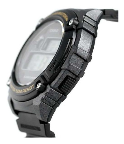 Reloj de pulsera digital estándar Casio W216h1bvdf para hombre, color de la correa: negro, color del bisel: negro