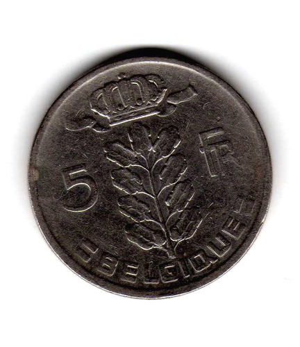 Moneda Belgica 5 Francos 1964 Km#134.1 Año Escaso