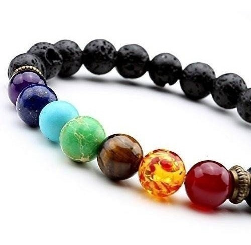 Pulsera, Brazalete 7 Chakras De Cristal Ajustable