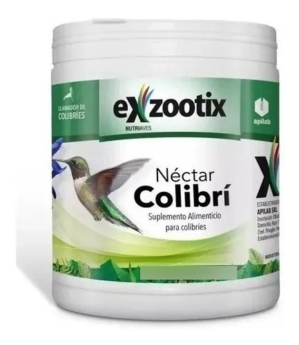 Imagen 1 de 6 de Alimento Nectar Para Picaflor Colibri Exzootix 300g Comedero