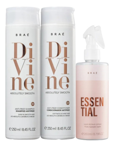 Kit Braé Divine Shampoo + Cond 250ml + Essential 260ml