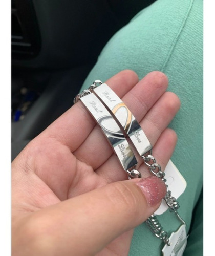 Par De Pulseiras Metade Do Coração De Aço Inoxidável