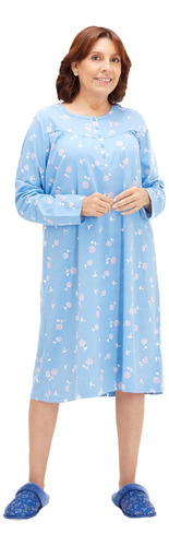 Pijama Camisa De Dormir Full Print Azul Mujer Fashion's Park
