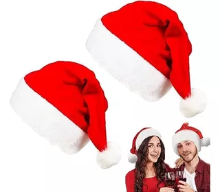2 Pcs Boné De Natal Veludo Chapéu De Papai Noel Vermelho