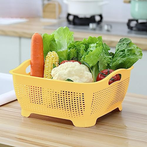 Cesta De Drenaje De Plástico De Doble Capa Para Lavar Frutas