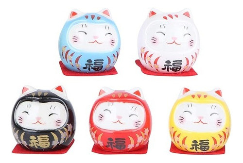 5 Maneki Neko Daruma Adornos De La Suerte Japón