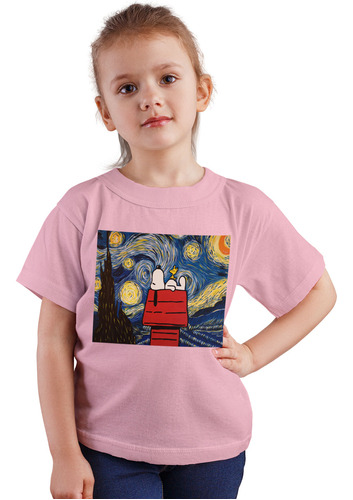 Polera Niños Snoopy Van Gogh Noche Peanuts 100% Algodon Wiwi