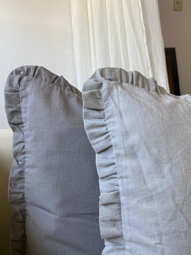 Funda De Almohada Con Volados 90x50 Cm Kingsize Color Cemento