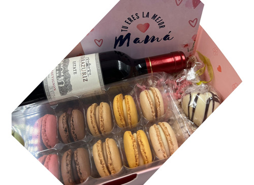 Box Regalo Día De La Madre Vino Y Macarrones