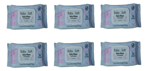 Toallitas Húmedas Baby Soft 6 Pack Con 56 Piezas Cada Una