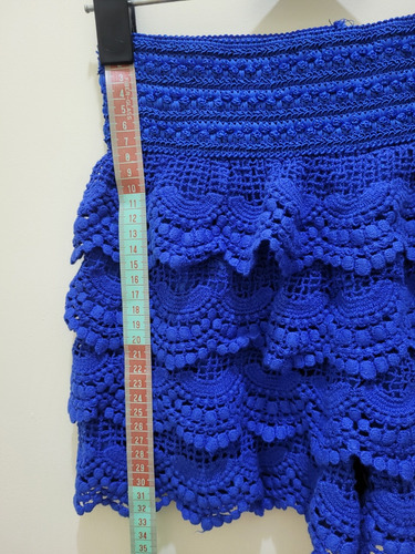 Short Azul Con Encajes