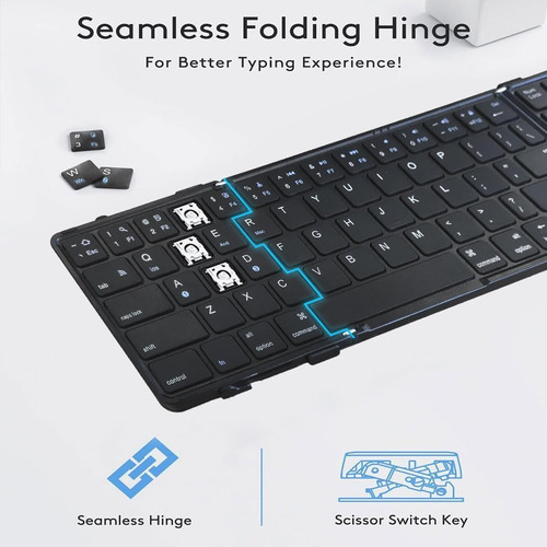 Teclado Bluetooth Plegable Con Teclado Numérico, Sin Costura