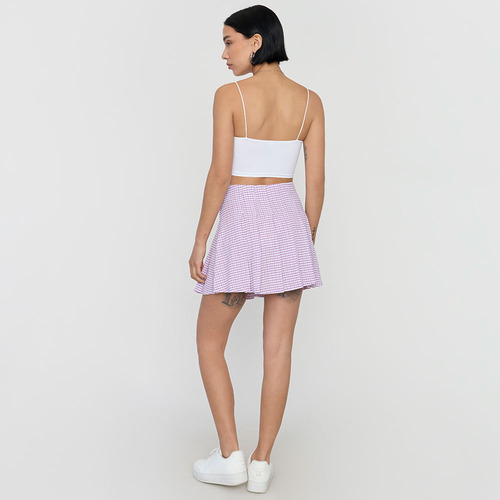 Falda Mujer Tableada Morado Corona