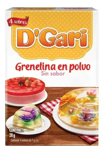 6 Pzas Grenetina D' Gari En Polvo Sin Sabor 4 Sobres De 7 G