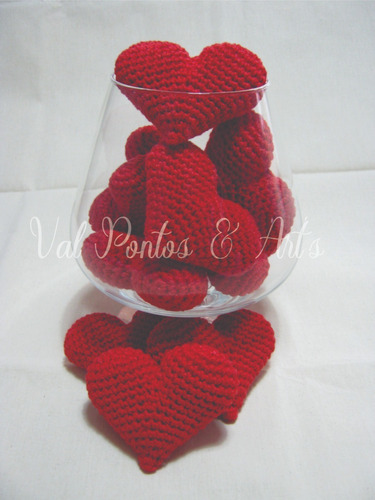 Imagem 2 de 6 de Coração Em Crochê 3d - Amigurumi C/ 10 Unidades