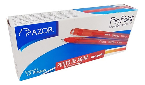 Bolígrafo Punto Fino Azor Pin Point Cuerpo De Color - 12 Pzs