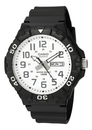Reloj Casio Mrw-210h-7avcf Men's 'diver Style' De Cuarzo Color De La Correa Negro Color Del Bisel Acero Inoxidable Color Del Fondo Blanco