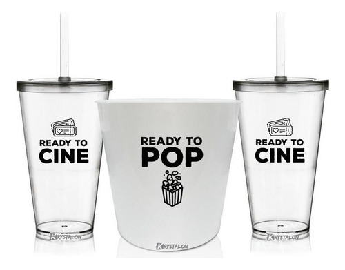 Kit Balde Pipoca Copos Cinema Filme Personalizado