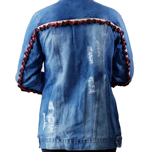 Jaqueta maxi jeans store feminina lady rock
