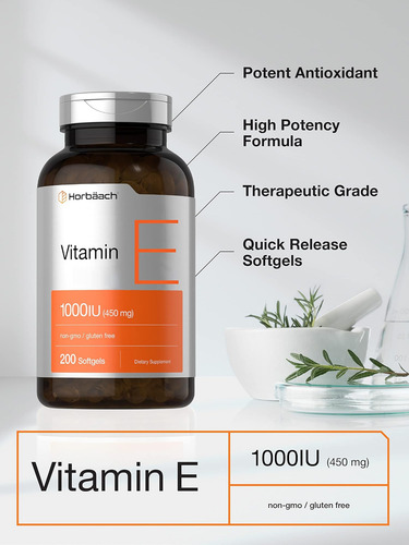 Horbäach Vitamina E 1000 Ui Cápsulas Softgel | Contagem 200