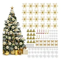 Comprar 1 Juego De Adornos Artísticos De Flores Navideñas Decoradas
