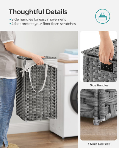 Cesta De Ropa Songmics De Ratán Sintético, 65 Litros, Con Ta