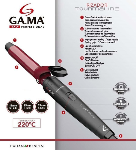 Imagen 3 de 10 de Rizador Gama Modelador Pelo Cabello Tamaños 19 , 25 Y 33 Mm - Garantia Oficial - Rulos - Rizos - Ondas