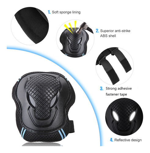 Para Kit De Protección 6 Piezas Rodilleras Coderas