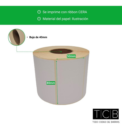 Imagen 3 de 6 de 10 Rollos Etiquetas Autoadhesivas 80x50x1000 Blancas Ilust.