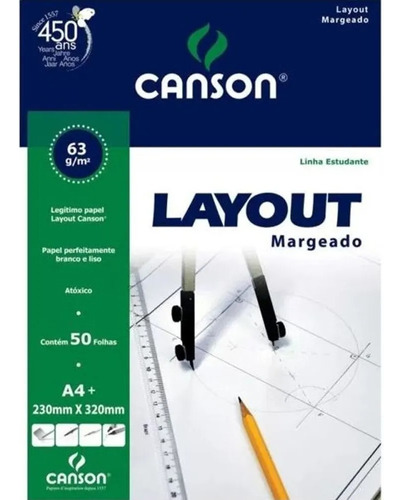 Bloco Canson Layout Margeado 230mmx320mm Branco 50 Fls 63g/m