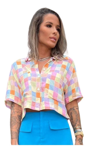 Camisa Cropped Quadriculada Berenice Anna Torquato