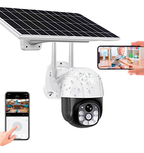 Camara Vigilancia Panel Solar Wifi Exterior Alarma Micrófono