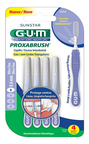 Gum Escova Interdental Proxabrush Extra Fina 0.6mm 4un