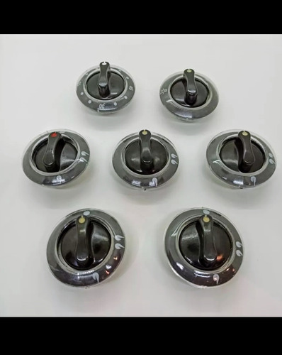 Juego X 7 Perillas Negras Con Aro Acrilico Cocina Domec 98