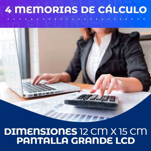 Calculadora Electrónica 12 Dígitos Solar Escritorio Pila