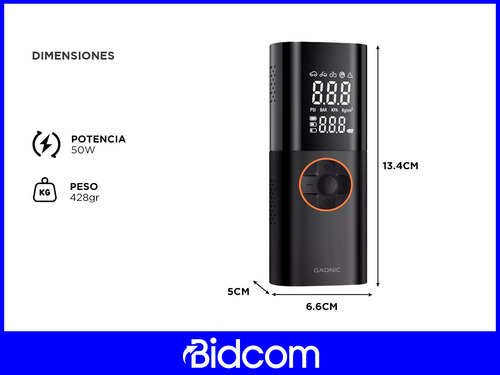 Compresor De Aire Portátil Gadnic Neumáticos Pantalla Lcd