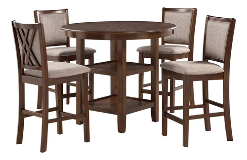 Juego De Mesa De Comedor De 5 Piezas Color Marrón Cereza