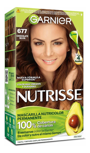  2 Pzs Garnier Tinte Permanente Dama Nutrisse Los Tonos Tono 677 chocolate silvia