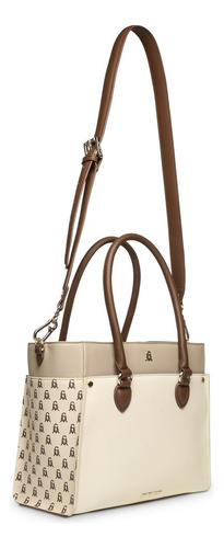 Bolsa Satchel Bmarios Color Bone/mult Steve Madden Acabado de los herrajes Oro Correa de hombro Caqui Diseño de la tela Lisa