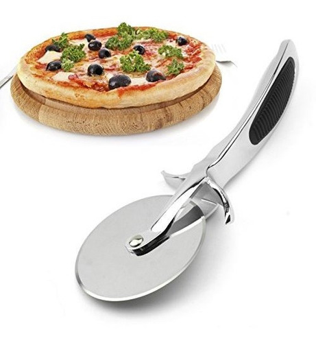 Cortador de Pizza de Acero Inoxidable con Mango ergonómico Antideslizante JmeGe tamaño Grande 1 aleación de Zinc Color Plateado 